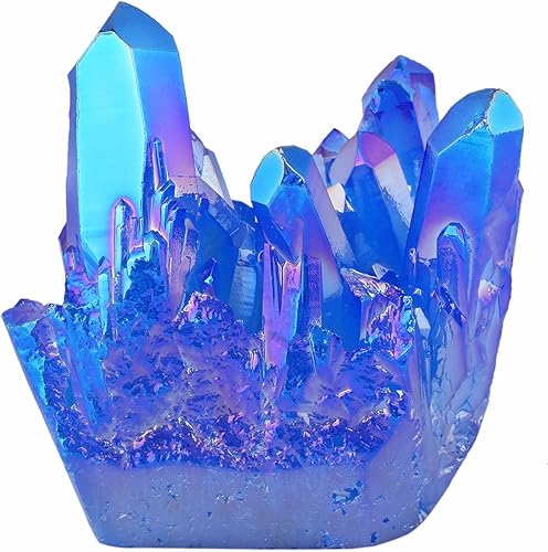 mookaitedecor Espécimen de piedra de geoda de racimo de cristal de roca natural recubierto de titanio