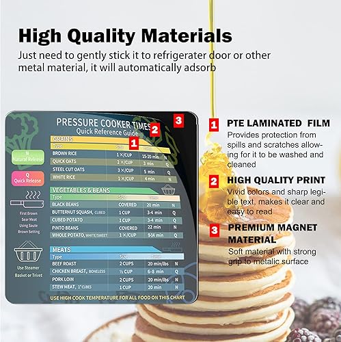 Miniatura 4 de Juego de hojas magnéticas para freidora de aire y olla instantánea, freidora de aire Muulaii y accesorios para olla a presión, tabla de tiempos de