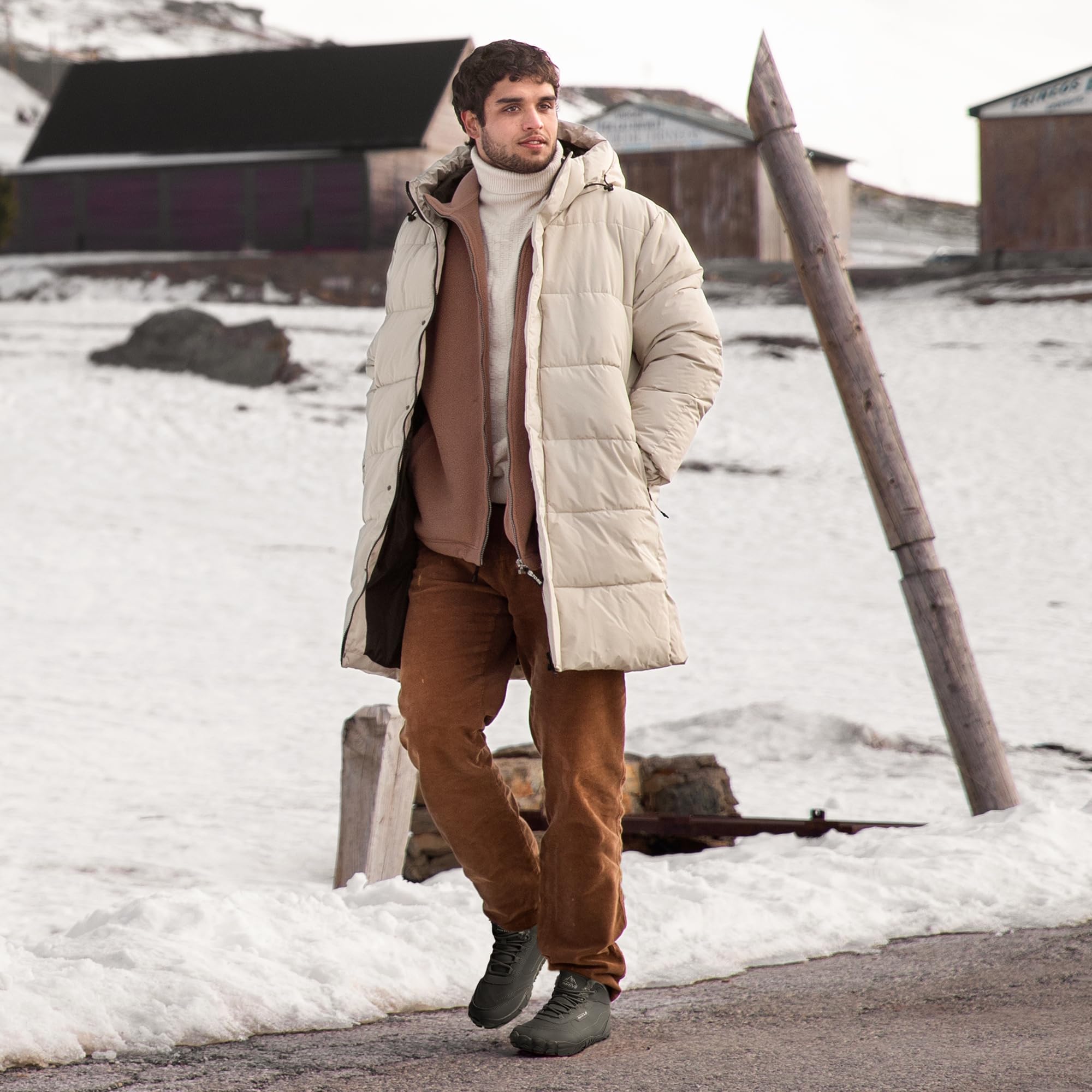 NORTIV 8 Męskie zimowe izolowane wodoodporne buty outdoorowe