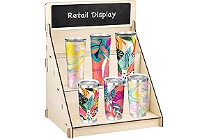 3-Tier Wooden Craft Display Stand with Chalkboard 15.4 x4in