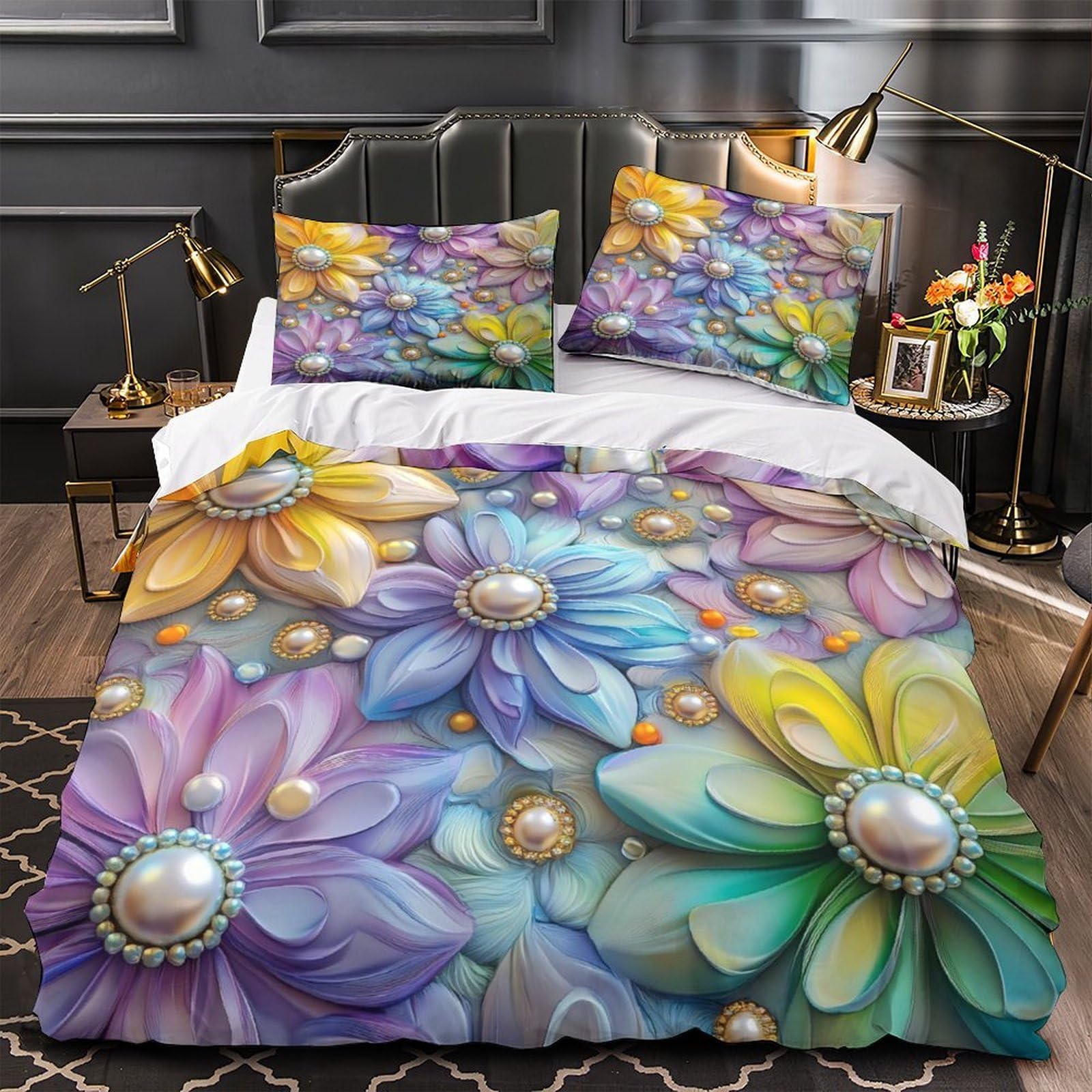 Flamingo-Pärchen Bettbezug 3D Gedruckt Weich Reißverschluss Hautfreundlich Bettdeckenbezug 3 Teilig Mikrofaser Kuschelig mit Kissenbezug Schlafkomfort for Fans & Männer Super king（260x220cm）
