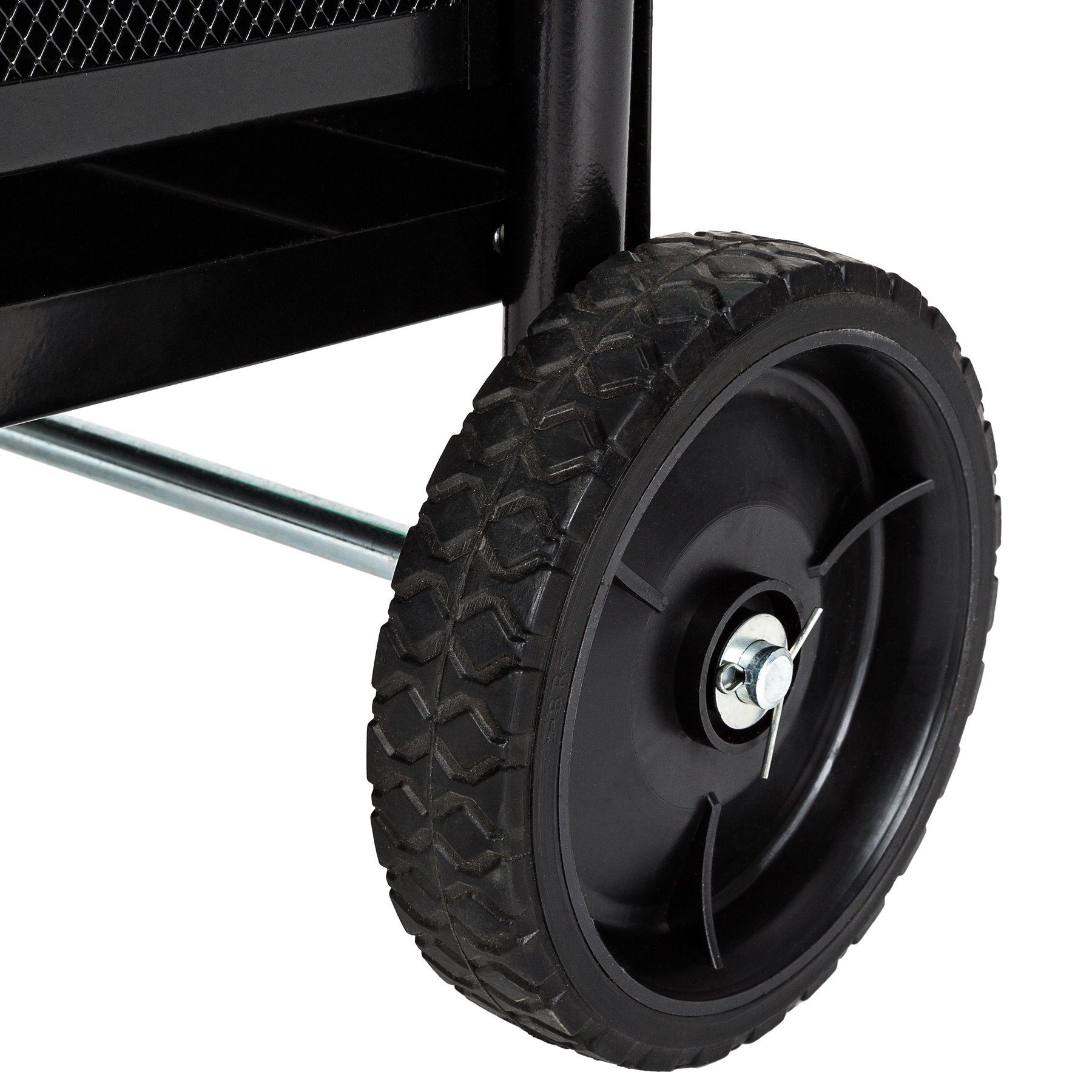 tectake® Carrello Portalegna con Ruote, Portalegna da interno con Struttura Stabile e Griglia, Attrezzi per Camino Inclusi (Paletta, Scopino, Attizzatoio), Design Elegante per Soggiorno - Nero