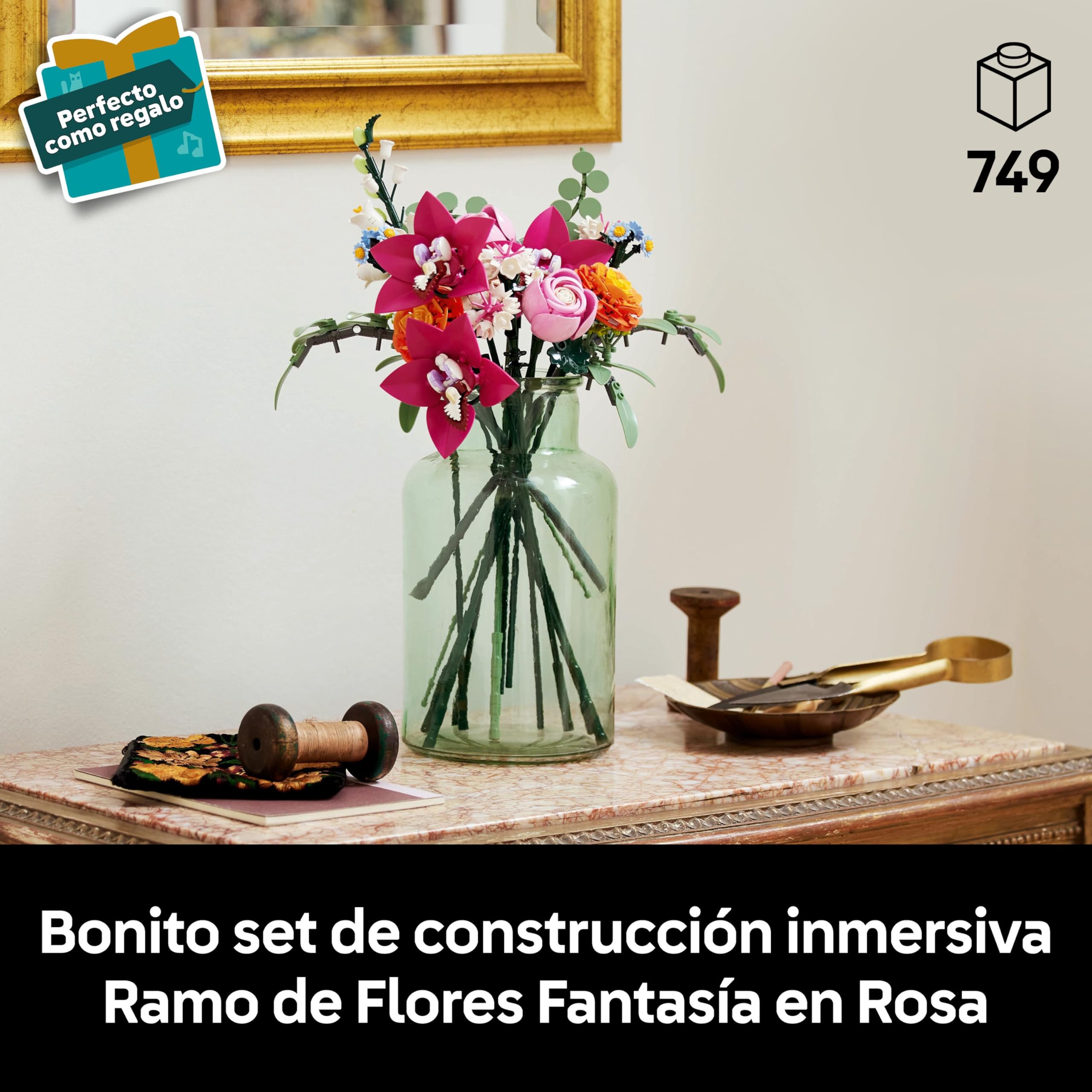 LEGO Botanicals Ramo de Flores Fantasía en Rosa Maqueta para Adultos - Decoración Floral para el Hogar - Margaritas, Eucalipto Artificial y Rosas - Regalo para Mujeres, Hombres y Madres 10342