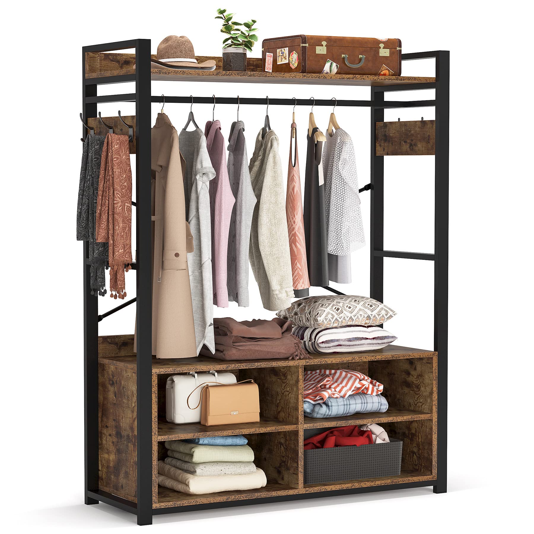 Tribesigns Free Standing Closet Clothing Rack Metal Closet Organizer ...