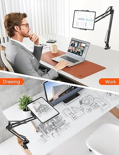 Miniatura 8 de Soporte para tablet para cama, soporte de teléfono superior para iPad para soporte de escritorio, abrazadera plegable para tableta, rotación de 360,