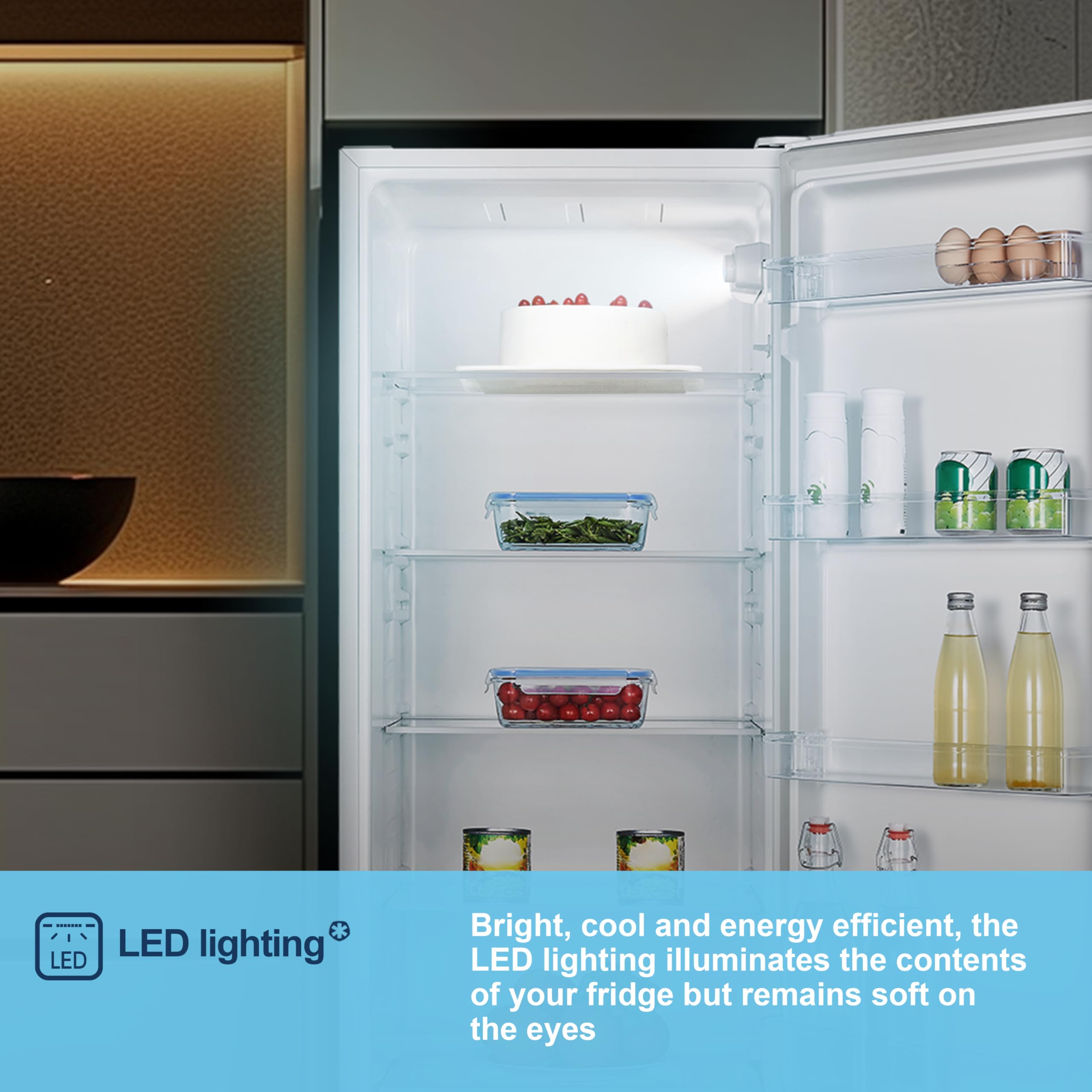 Fridgemaster MTL55242E Freestanding Upright Larder Fridge, Reversible Door, 242 Litre, 55cm Width, White, E Rated — view 7