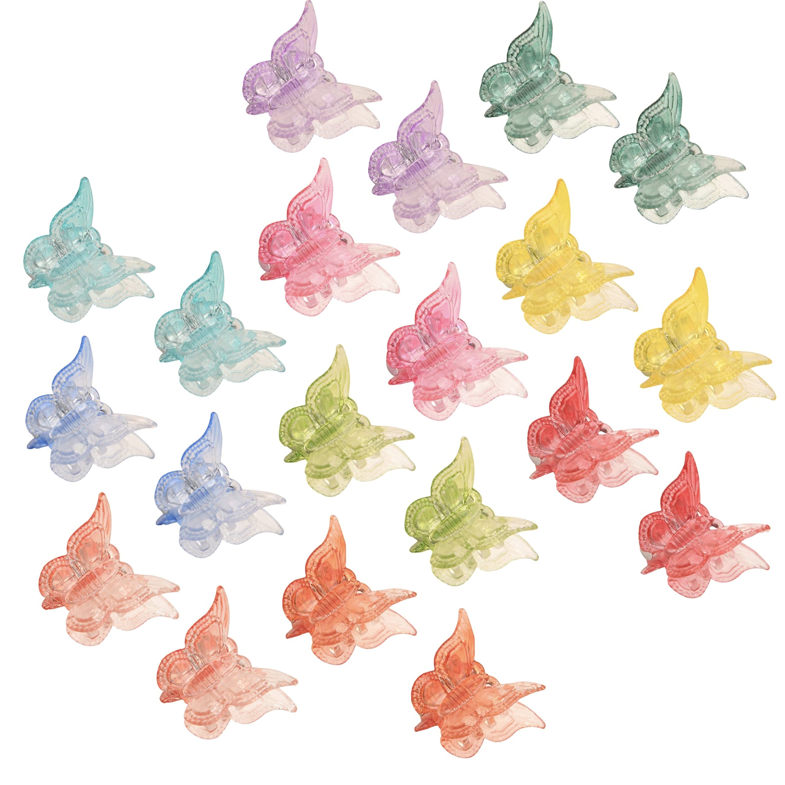 BananaHome Butterfly Clips 20Pcs, Pastel Butterfly Hair Clips Cute Mini Small Hair Claw Clips Hair Aesthetic Accessories for Girls Women’s Hair Gradient Transparency Colors (20 Count)