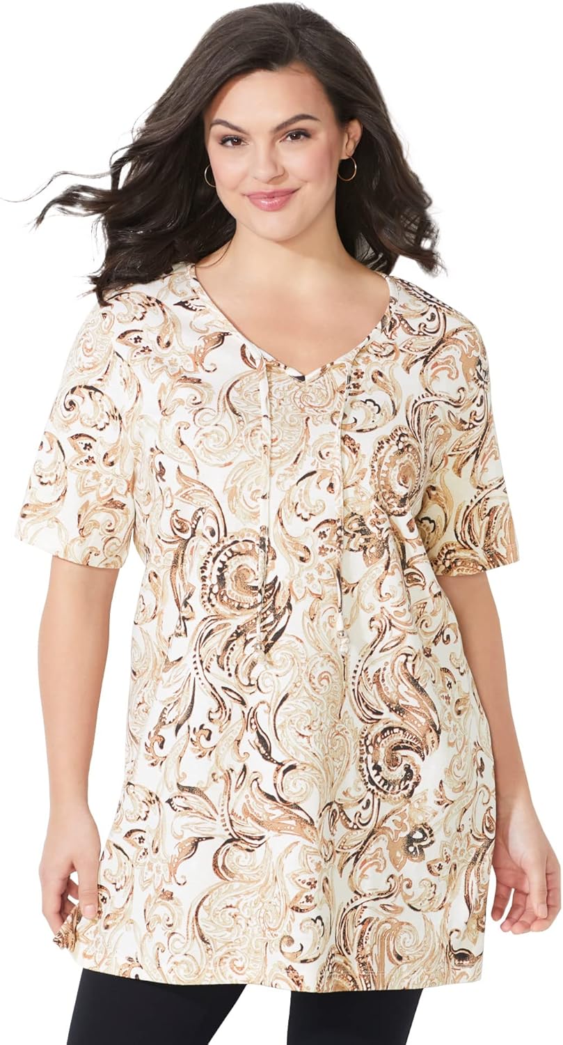 Catherines Women's Plus Size Easy Fit Peasant Tee - 6X, White at Amazon ...