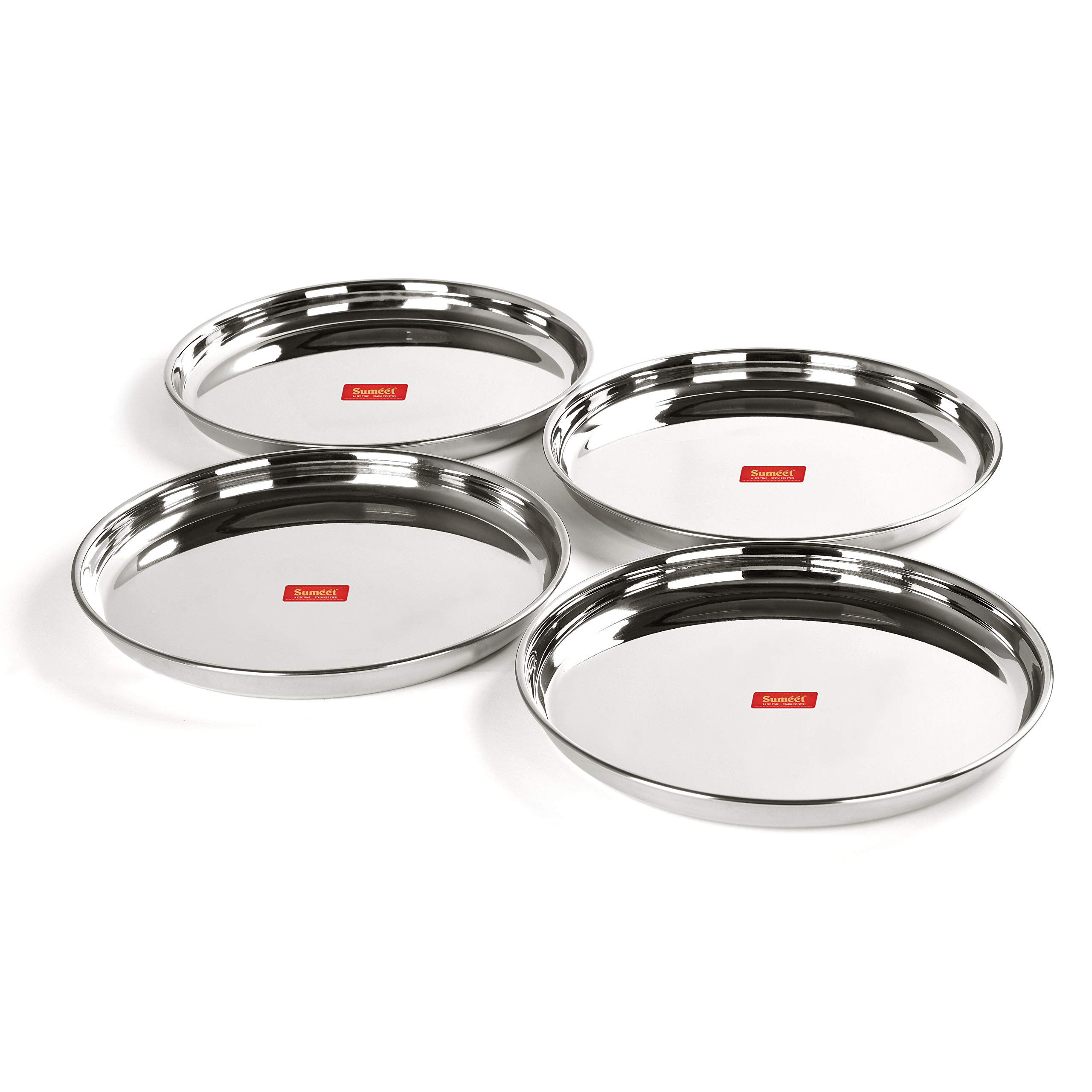Sumeet Stainless Steel Heavy Gauge Deep Wall Dinner Plates with Mirror Finish 29cm Dia - Set of 4pc (B08XQZ5DFP) Amazon Price History, Amazon Price Tracker