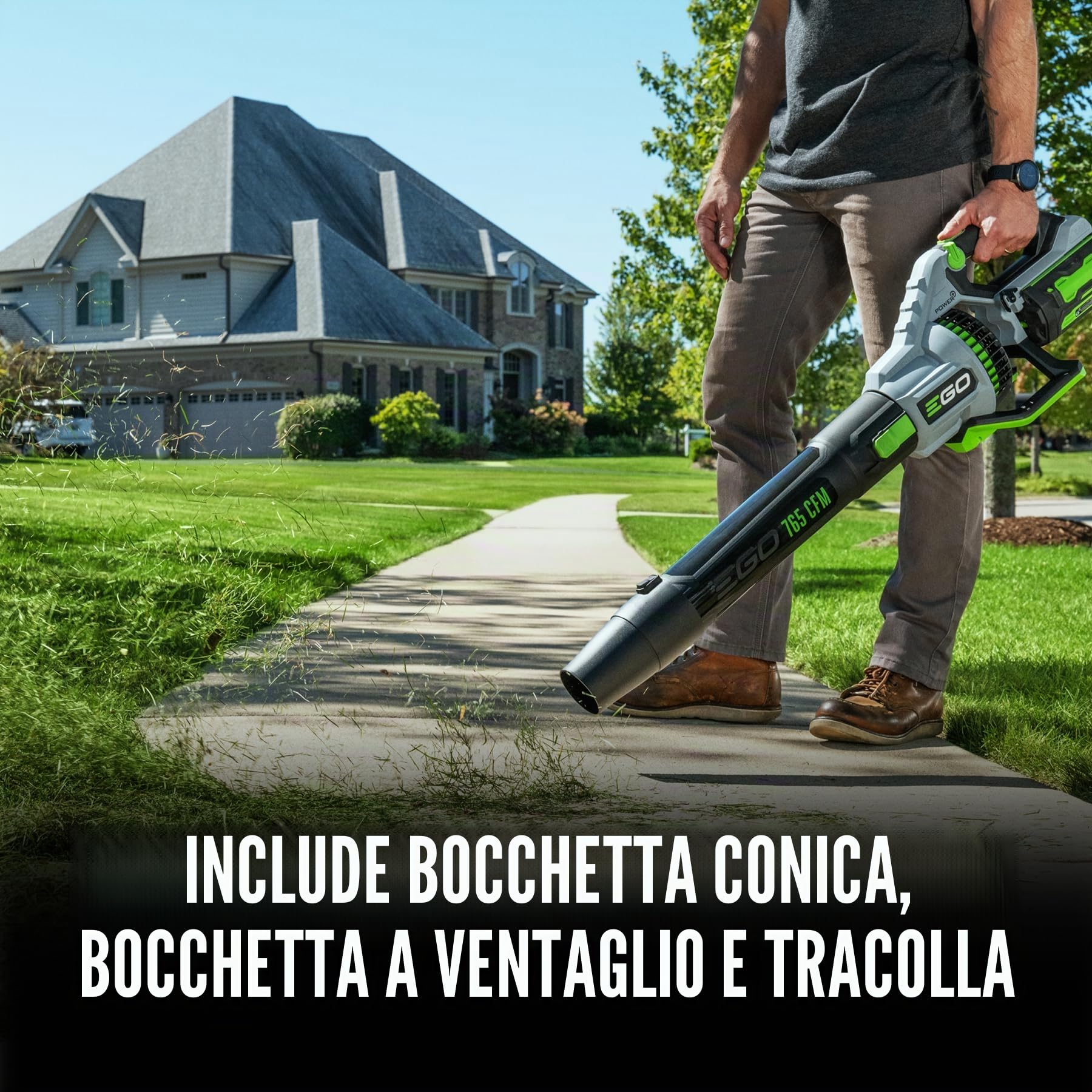 EGO Power+ LB7650 Turbo 56 Volt 765 CFM, soffiatore di foglie a velocità variabile, batteria e caricabatterie non inclusi, nero