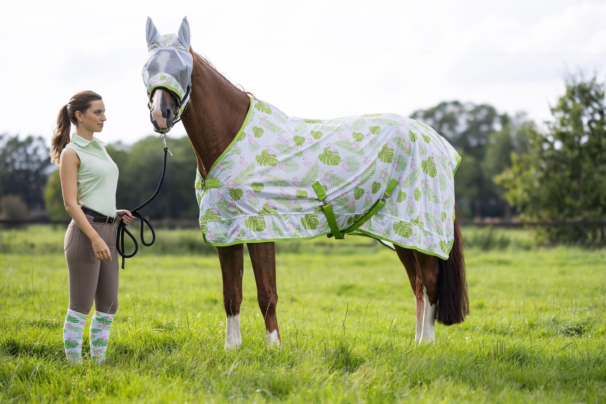 HKM Flamingo Derka siatkowa Zielony/Róż 145