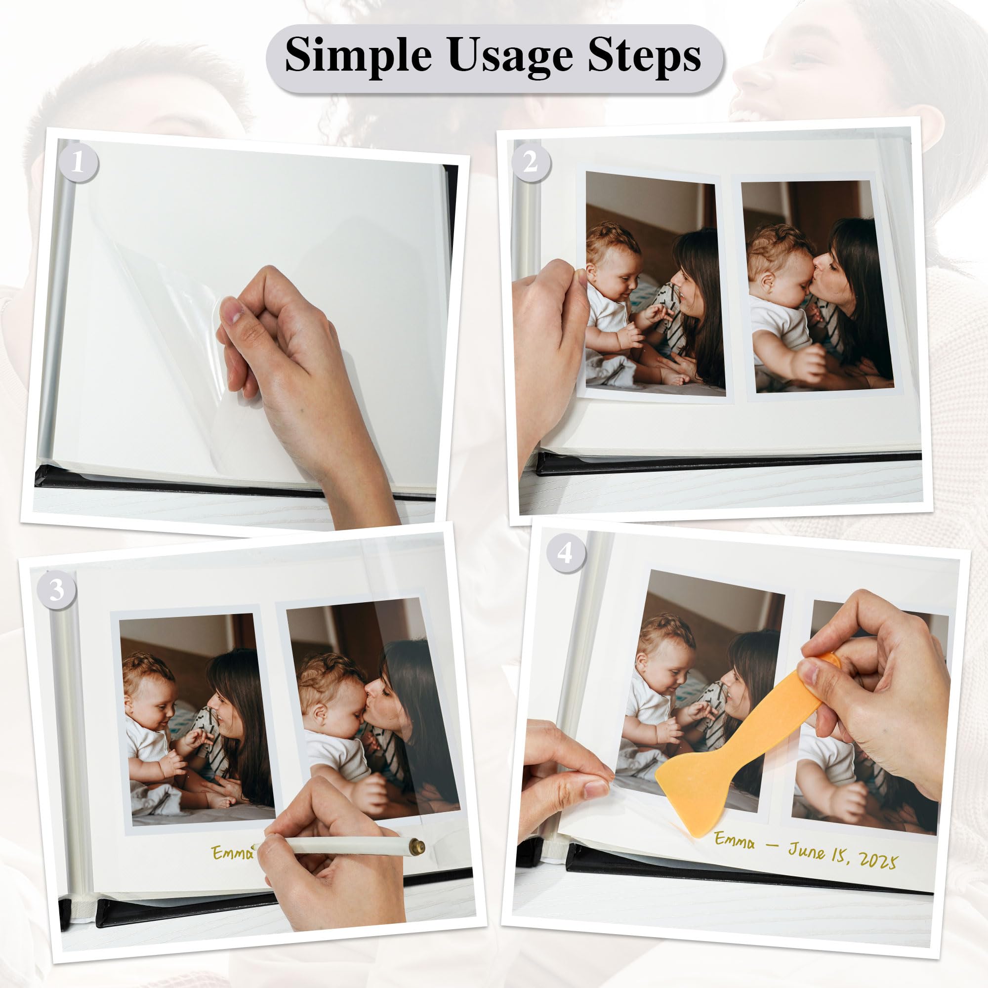 Vienrose Großes Selbstklebendes Fotoalbum mit Fenster – Dunkelgrün – Fotobuch zum Selbstgestalten – 30 Blätter (60 Seiten) für 10x15 13x18 20x25 Bilder – Scrapbook Album Baby Hochzeit DIY