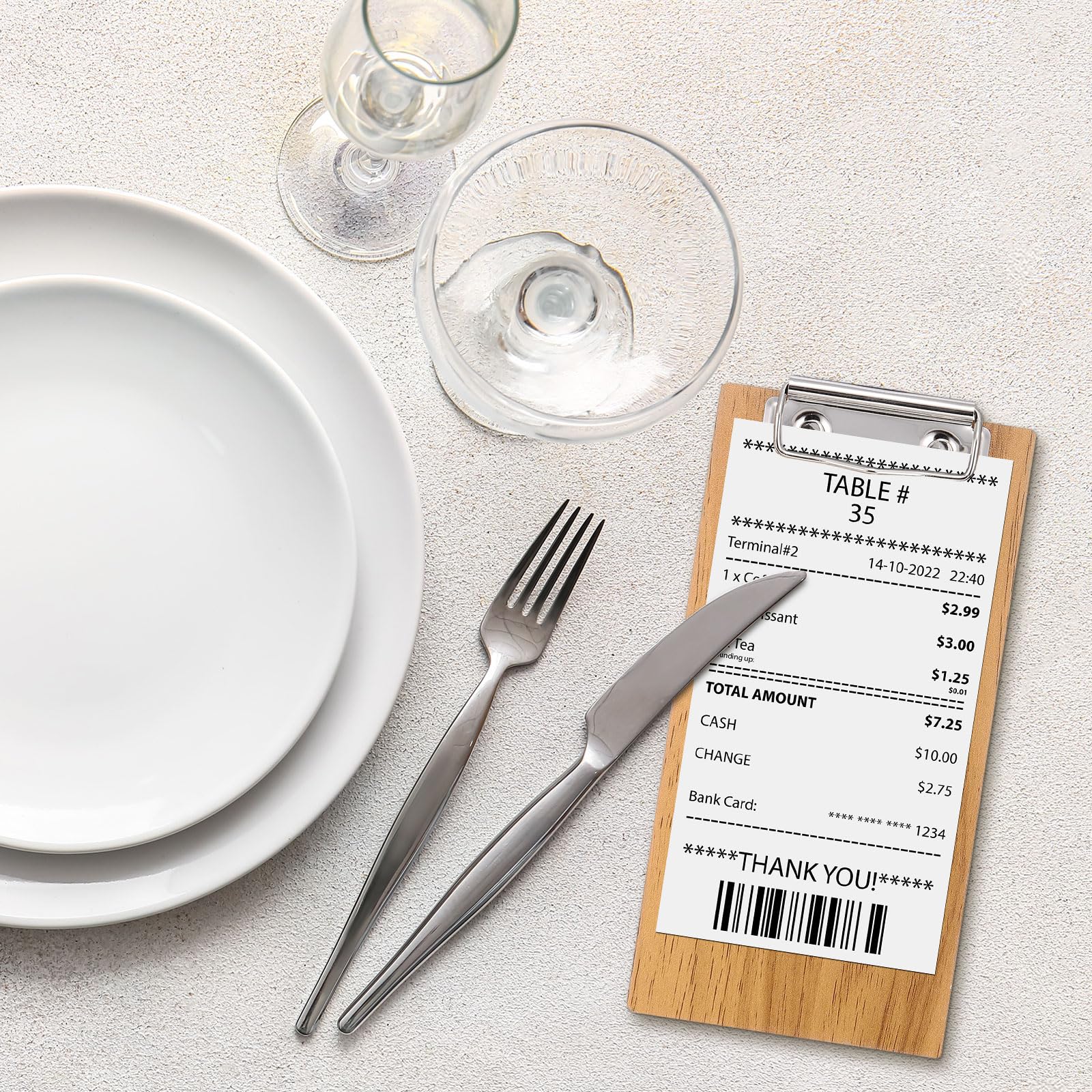PATIKIL Porta Conti per Ristoranti, 20Pz Mini Portaassegni in Legno Portaassegni per Mezza Pagina Portamenu per Server di Controllo Ospiti per Cameriera di Bar Ristorante, Grigio