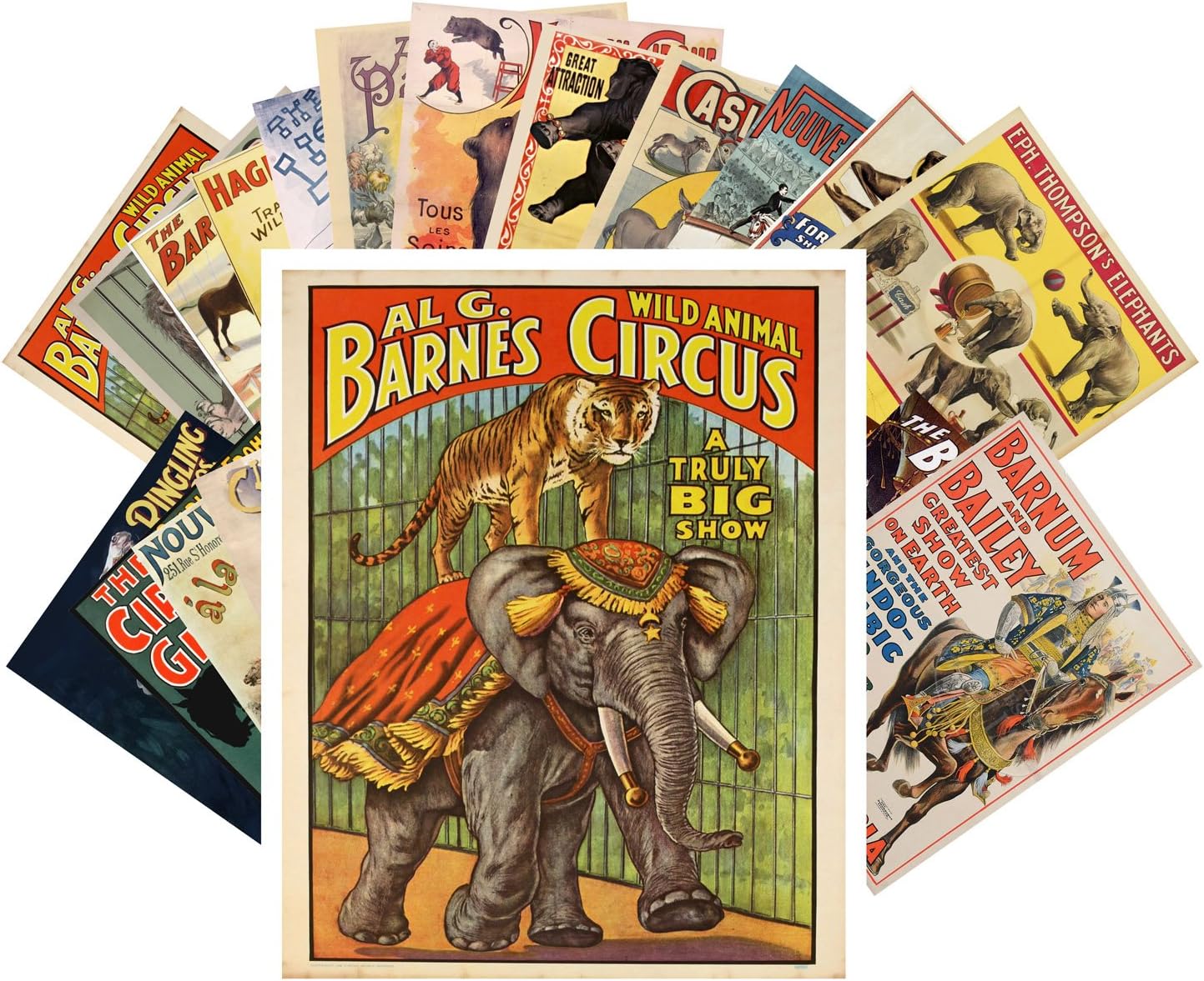 PIXILUV Vintage PostCards 24 pcs Vintage Circus Animals and Horses Vintage Posters