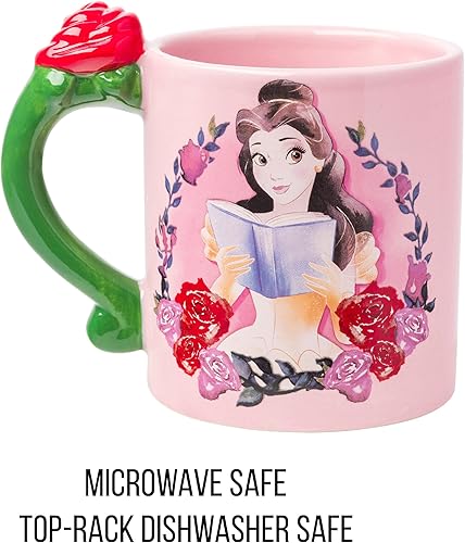 Miniatura 3 de Silver Buffalo Disney Belle Dreams in Bloom - Taza de cerámica con mango en forma de rosas, 20 onzas