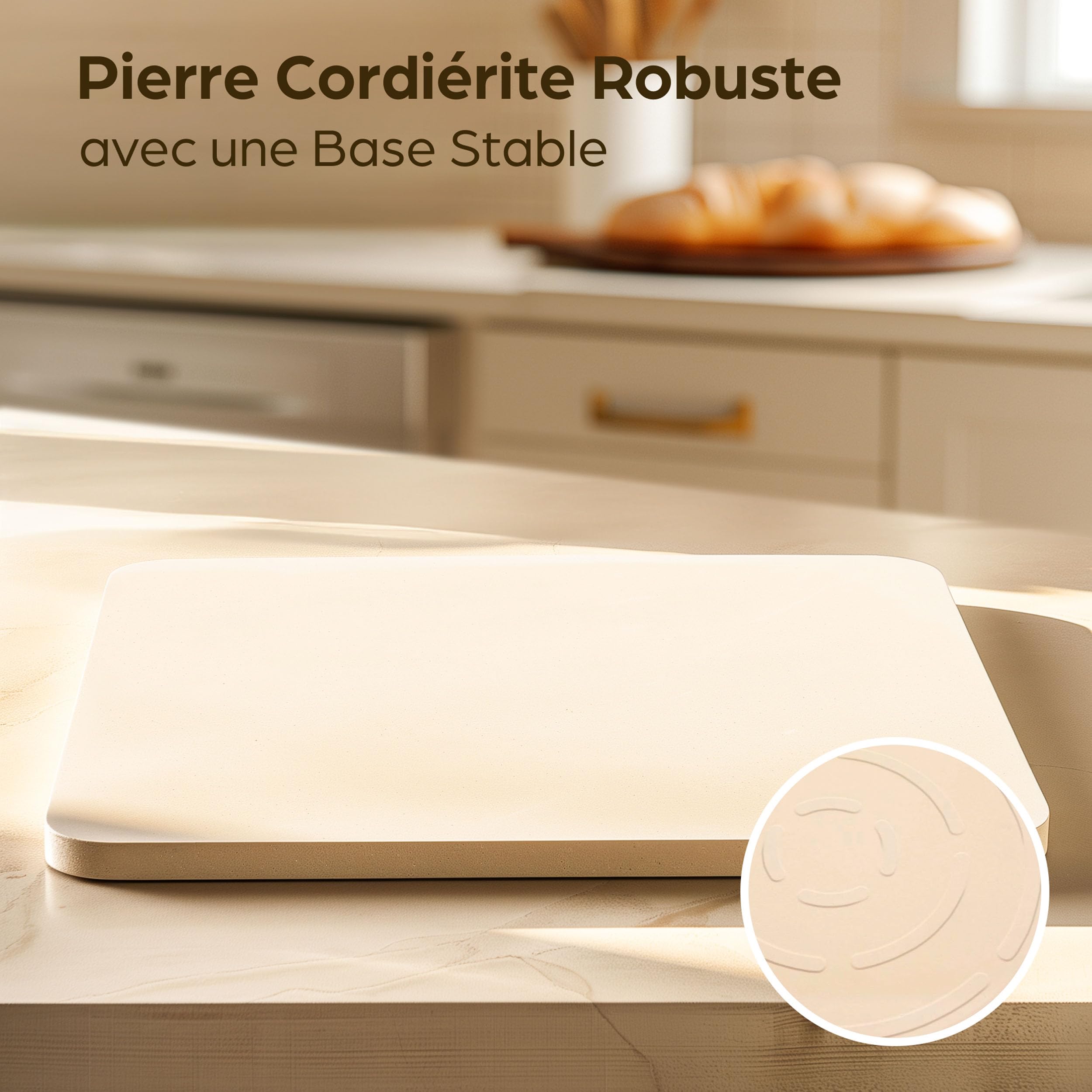 Praknu Pierre a Pizza pour Four et Barbecue - Rectangulaire 38x 30cm - Pierre Pizza en Cordiérite à Four et Barbecue - Pour Pizzas Croustillantes