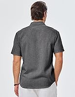 Vista 171 de JMIERR Camisas de vestir a rayas con botones y manga corta para hombre