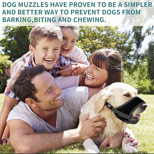 Miniatura 6 de WONDAY Bozal de nailon para perros pequeños, medianos y grandes, de malla ligera transpirable antiladridos y masticación (negro, XL)