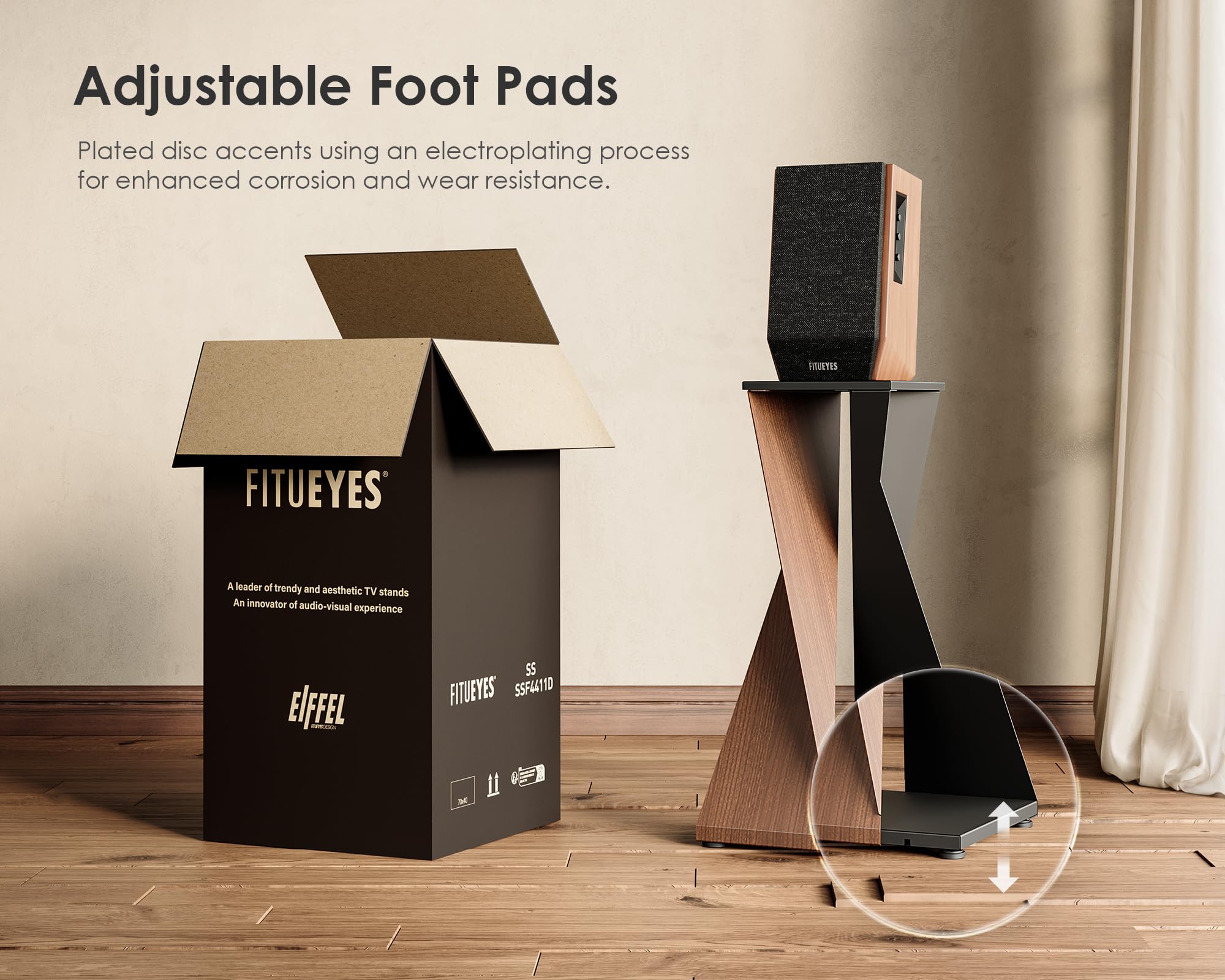 FITUEYES Stativi per Casse Capacità di carico 10 KG Supporto Casse Altezza 700 mm Serie Eiffel (1 Pezzo)