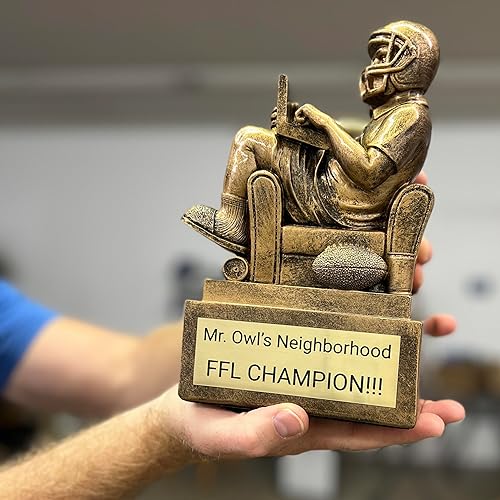 Miniatura 9 de Fantasy Football Trophy - Sillón quarterback Champion o perdedor trofeo de inodoro - Placa grabada gratis bajo petición
