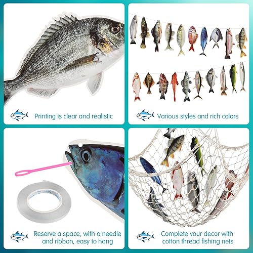 Miniatura 4 de Glenmal 20 piezas de decoración de fiesta de cumpleaños con 1 red de pesca para cumpleaños, compromiso, jubilado, juego al aire libre, torneo,