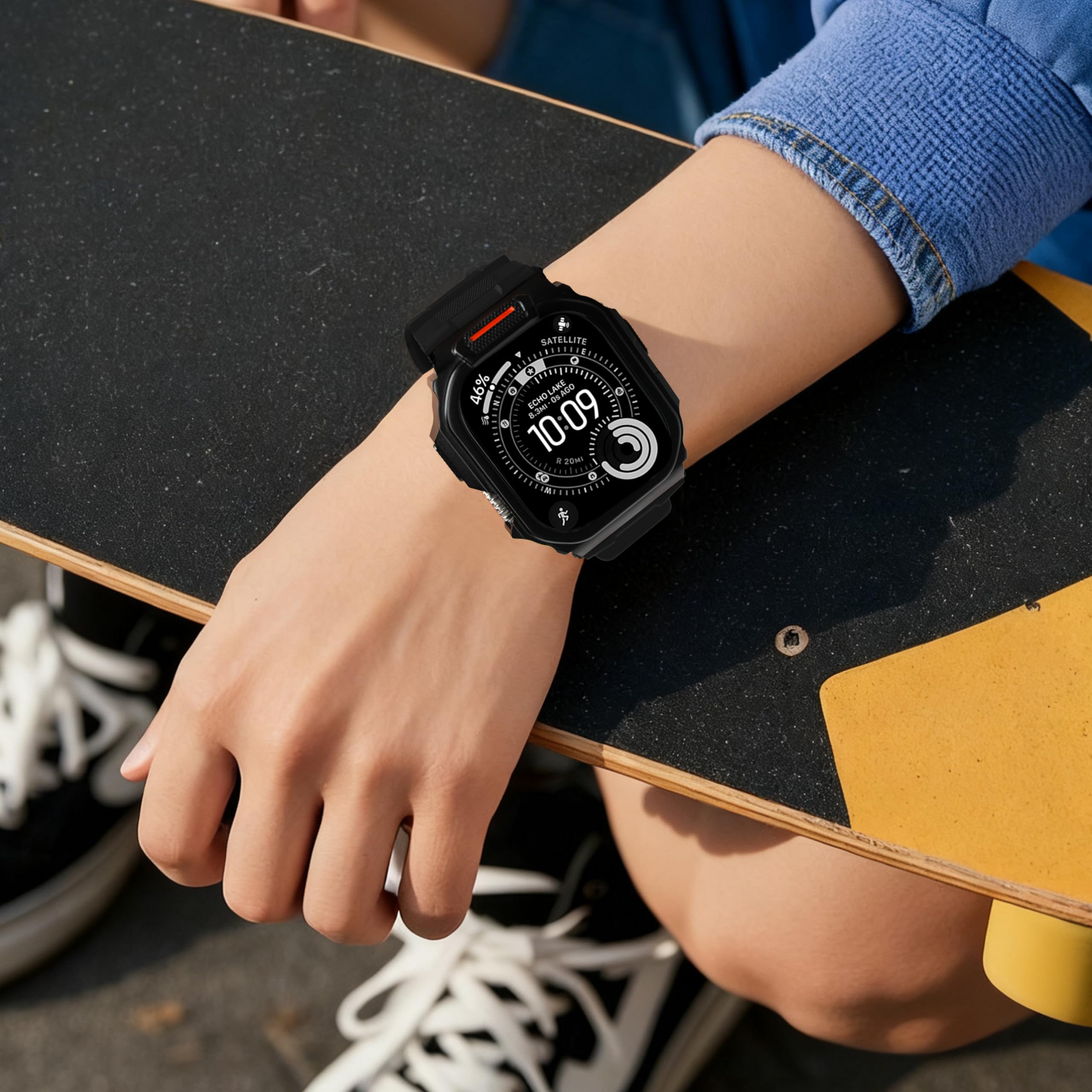 Funda de metal compatible con Apple Watch Ultra 3/2/1 pulsera de 49 mm, diseño integrado con correa deportiva de silicona, carcasa protectora resistente a los golpes para iWatch