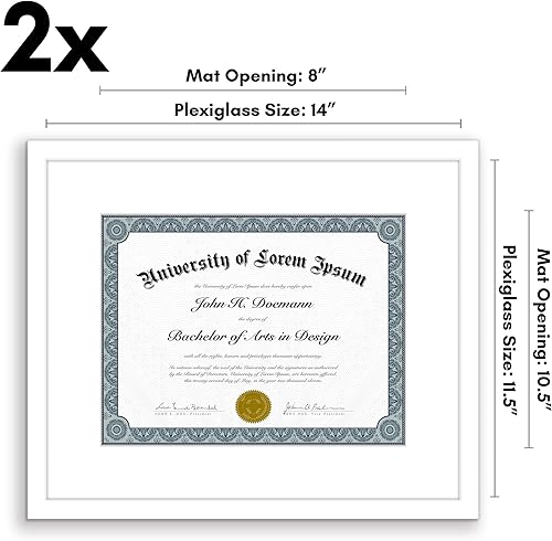 Vista 414 de Americanflat Portarretratos de 8 x 12 pulgadas con plexiglás pulido, juego de 2 portarretratos de 6 x 8 pulgadas con paspartú o para fotos de 8 x 12