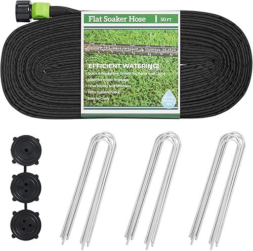 GREEN MOUNT Garden Flat - Paquete de 2 mangueras de remojo de 12 pulgadas x 25 pies, mangueras flexibles de goteo resistentes, ahorra un 70% de agua