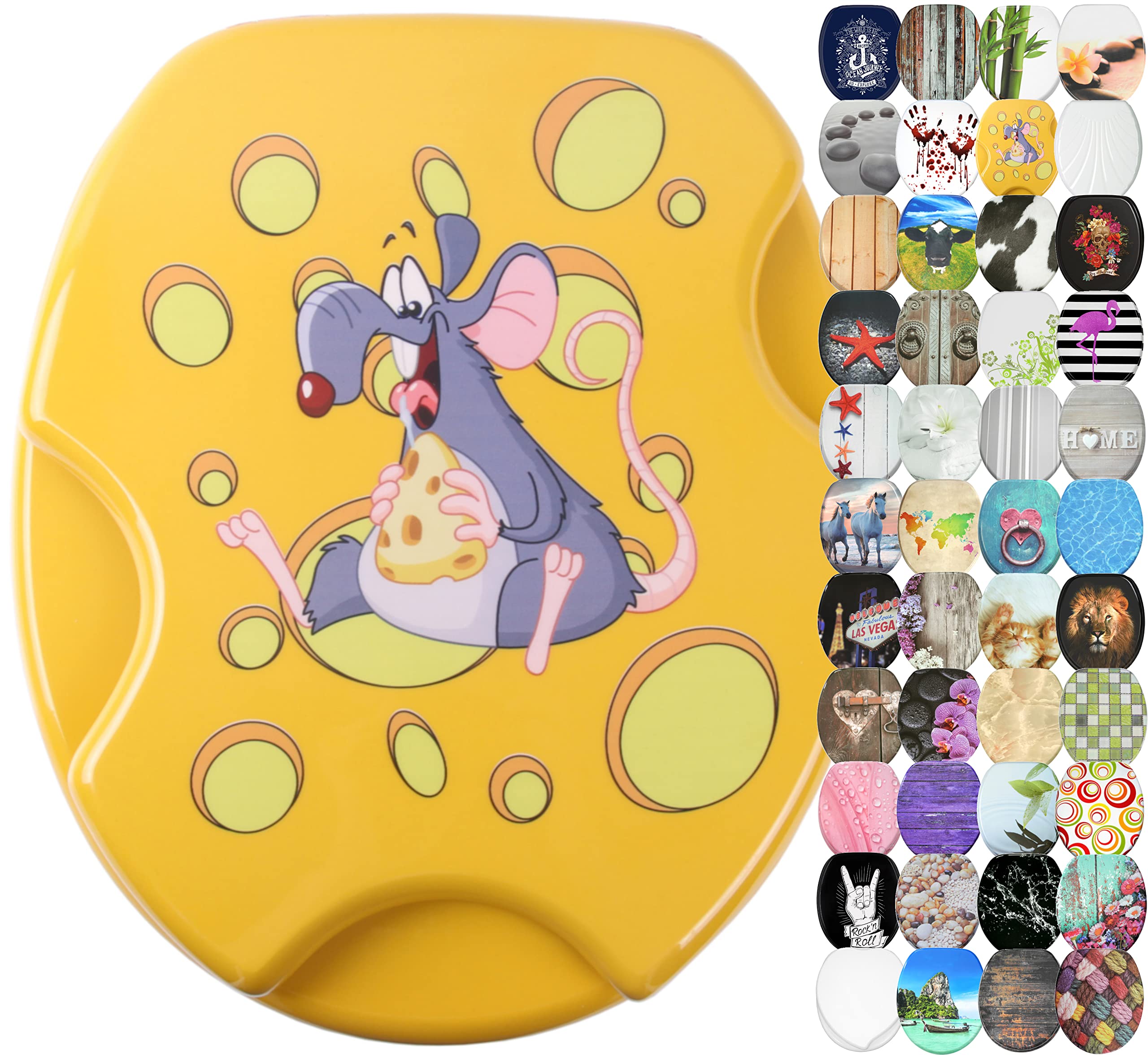 Sanilo Soft Close Toilet Seat, Wide Choice of Beautiful Toilet Seats, Stable Hinges, Easy to Mount (Cheesy) — image 1