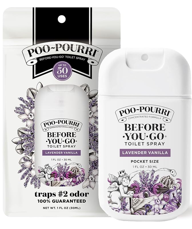 Poo-Pourri Before-You-Go Pocket Toilet Spray, Travel Essentials, Lavender Vanilla, 1 Fl Oz, Up to 50 Uses, On-The-Go Bathroom Odor Deodorizer with Essential Oils, TSA Approved Size 1 Fl Oz (Pack of 1)