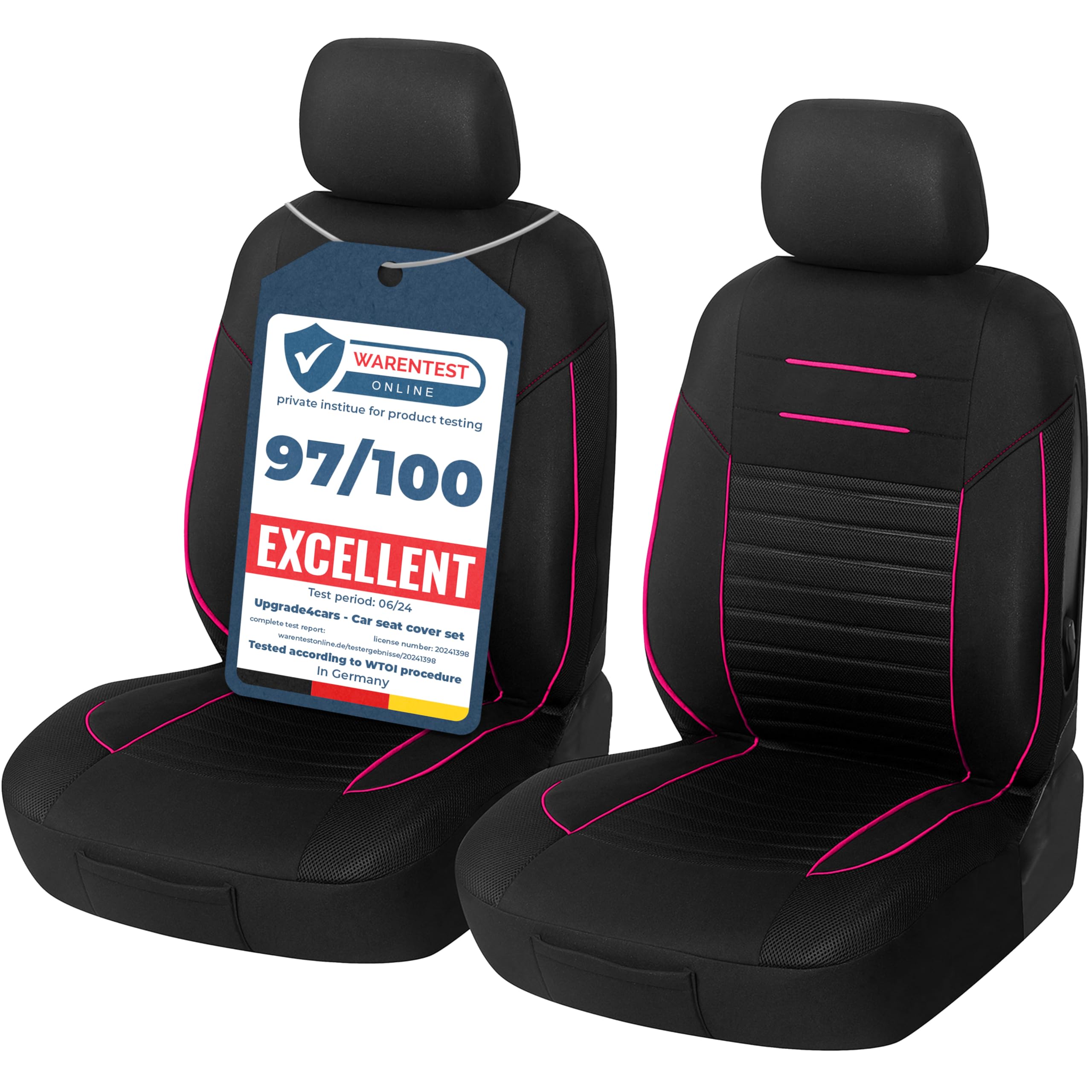 Sakura SS5309 Ensemble De 4 Tapis De Voiture Universels Rose - Bordure Cerise Élégante Et Antidérapante