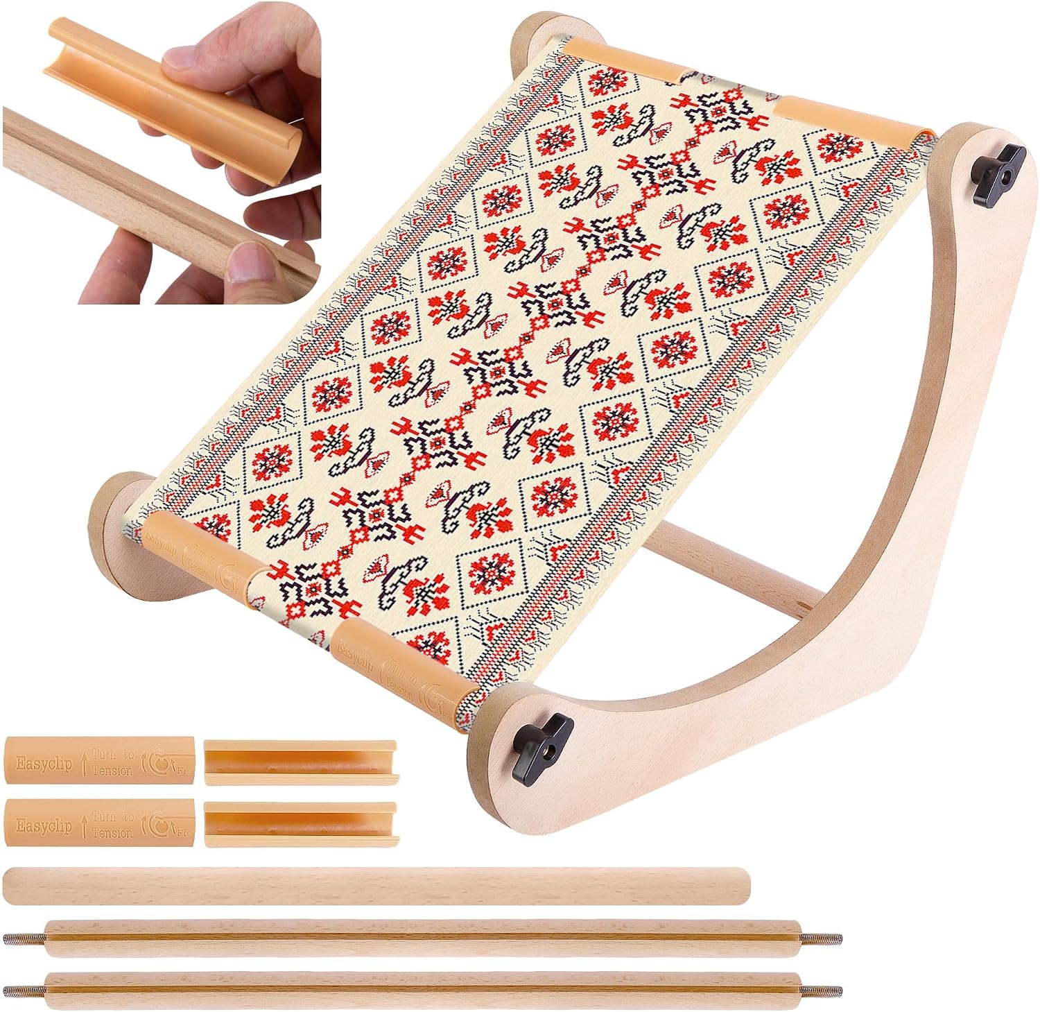 Adjustable Embroidery Table Stand,Hands-Free Cross Stitch Frame Wood Embroidery Table Stand,Embroidery Scroll Frame for Lap ,Table Top Cross Stitch Needlepoint ,Wooden Frame for Quilting, Embroidery