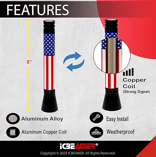 Miniatura 71 de ICBEAMER - Antena corta de radio de automóvil de 3 pulgadas, de fibra de carbono y aluminio, negro mate, ajuste universal, radio AM/FM, bobina