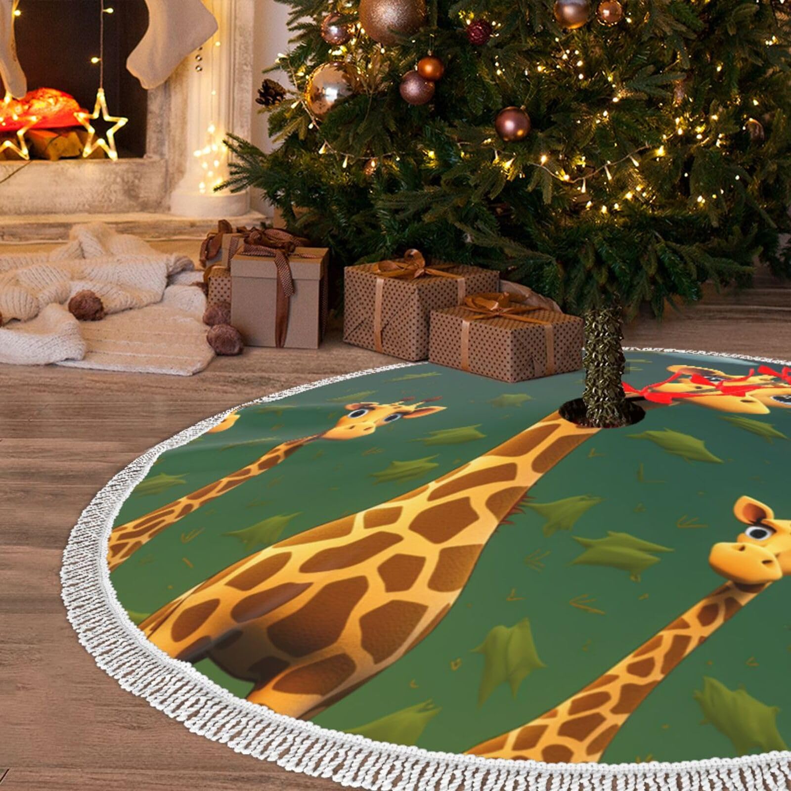 Jupe de sapin de Noël de 121,9 cm aux finitions soignées avec pompons durables