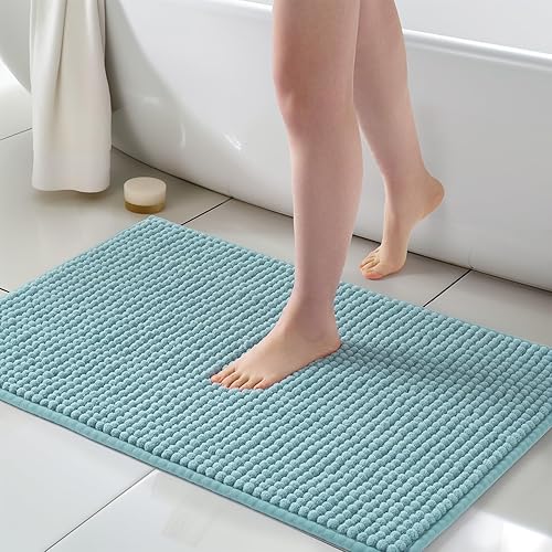 Miniatura 20 de FRESHMINT Alfombra de baño de felpilla Chunky Ombre 17"x24", pequeñas alfombras de baño suaves y absorbentes al agua para el piso del baño, gruesas
