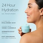 Gel hydratant pour le visage à l'acide hyaluronique, vitamine E et B3 pour 24 heures d'hydratation et une peau lumineuse, 100 ml