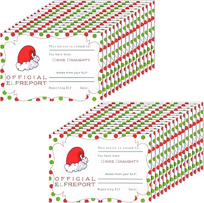 30 Pieces Official Elf Reports 4 x 6 Inch Behavior Elves Notice Official Naughty or Nice Notes from Your Elf Christmas Elf...
