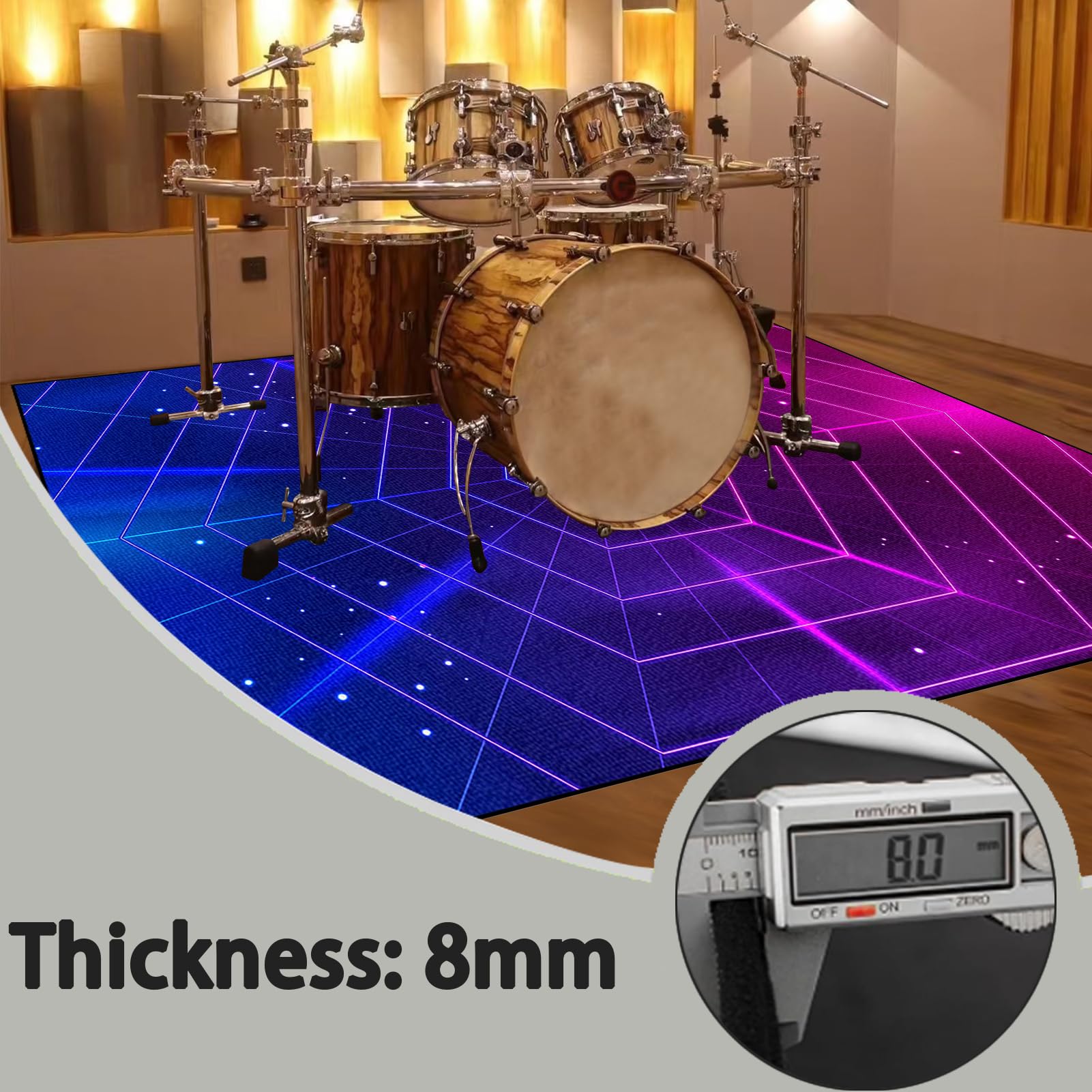 Dywan perkusyjny, izolacja akustyczna, profesjonalny elektroniczny jazz, zestaw do perkusji basowej, werbla, perkusji i innych instrumentów, 180 x 150 cm