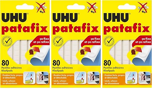 UHU Patafix blanche - pastilles adhésives prédécoupées, pâte à fixer,
