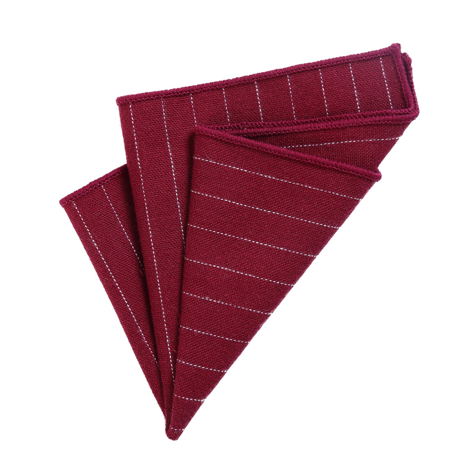 DonDon Men’s plaid checkered Pocket Handkerchief Cotton 9.05 x 9.05-23 x 23 cm - Dark red and white striped