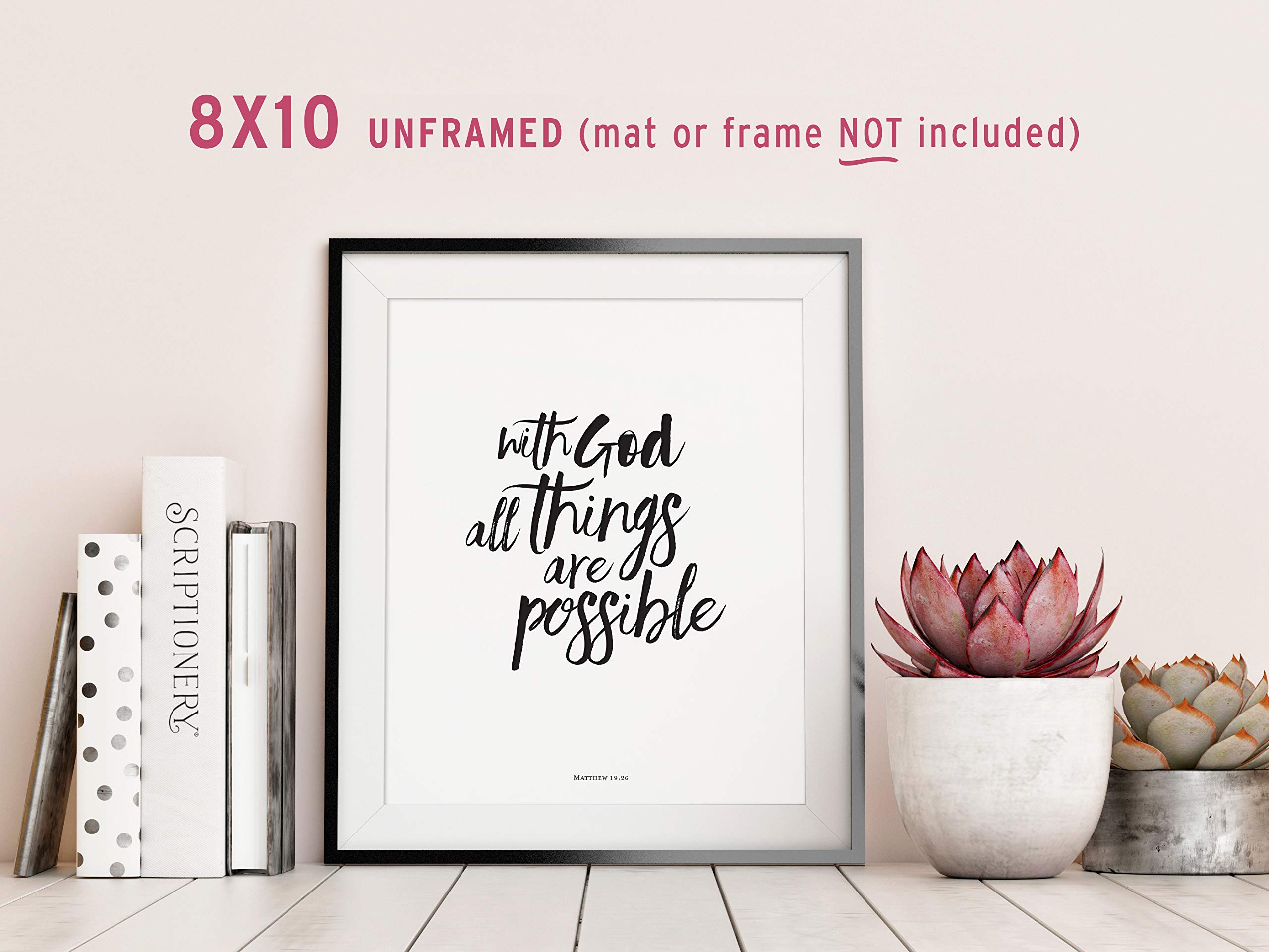 Brush Calligraphy Bible Verses Wall Decor 8x10 Christian Wall Art