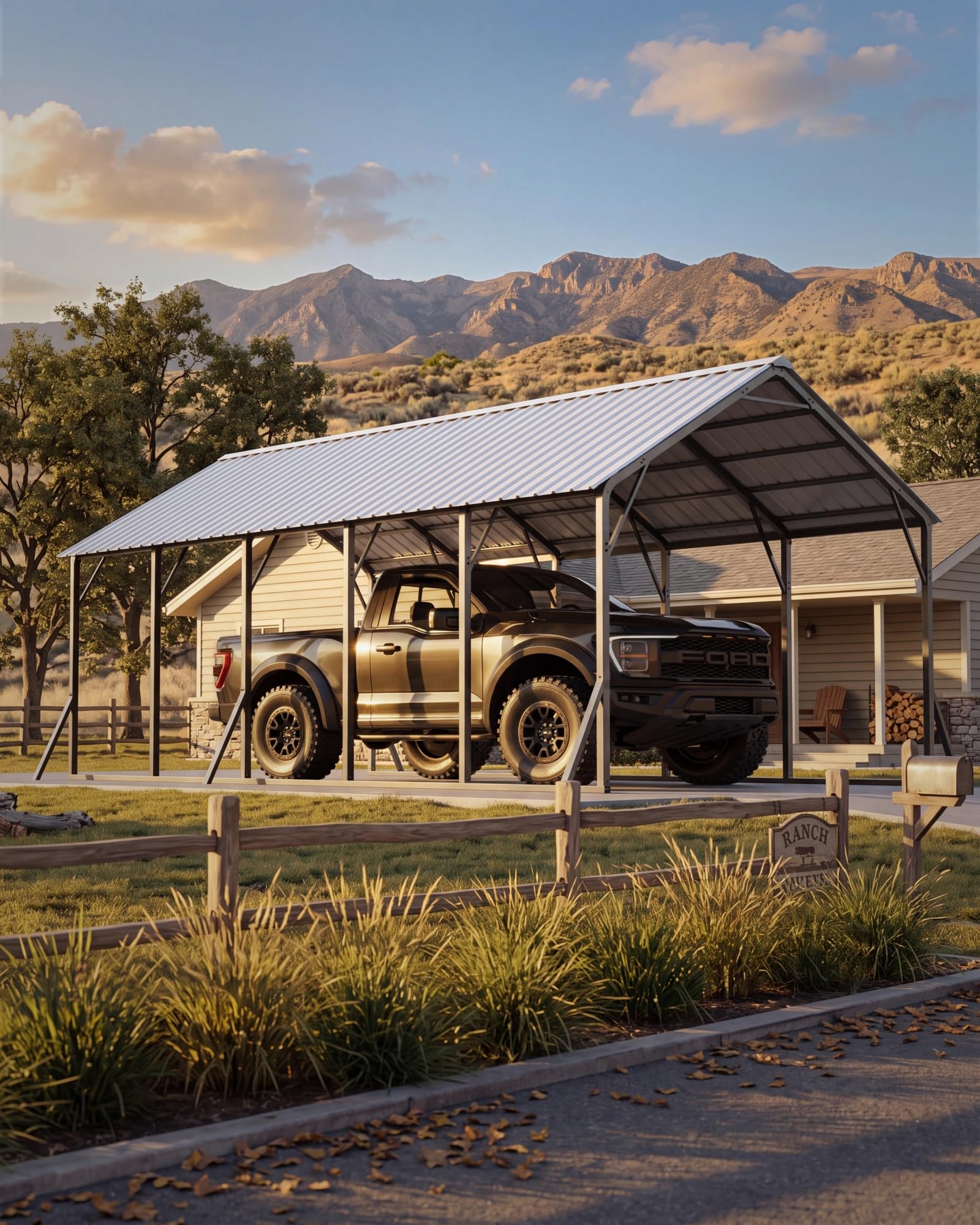 Garvee 13x26x11 ft Metal Carport Kit, Oversized Car Port with Vertical Roof