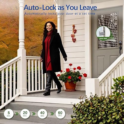 Miniatura 9 de Cerradura inteligente de puerta de huellas dactilares sin llave con control de aplicación, teclado antimirada, bloqueo automático, IP65 resistente a