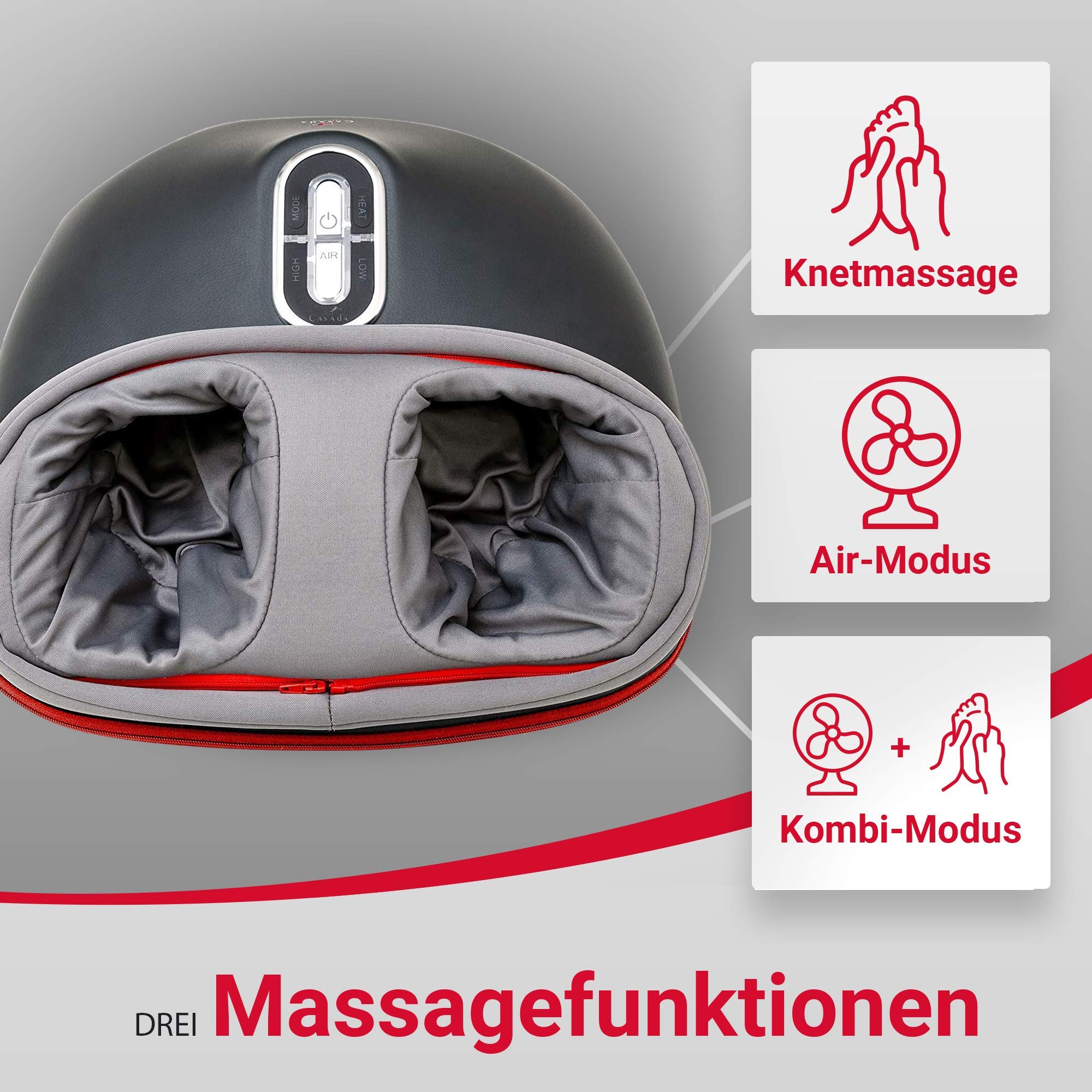 Casada FootInn II Fußmassagegerät mit Wärme, Airbags und Massagerollern, entspannende Fußmassage bis an die Fersen, inklusive Fernbedienung
