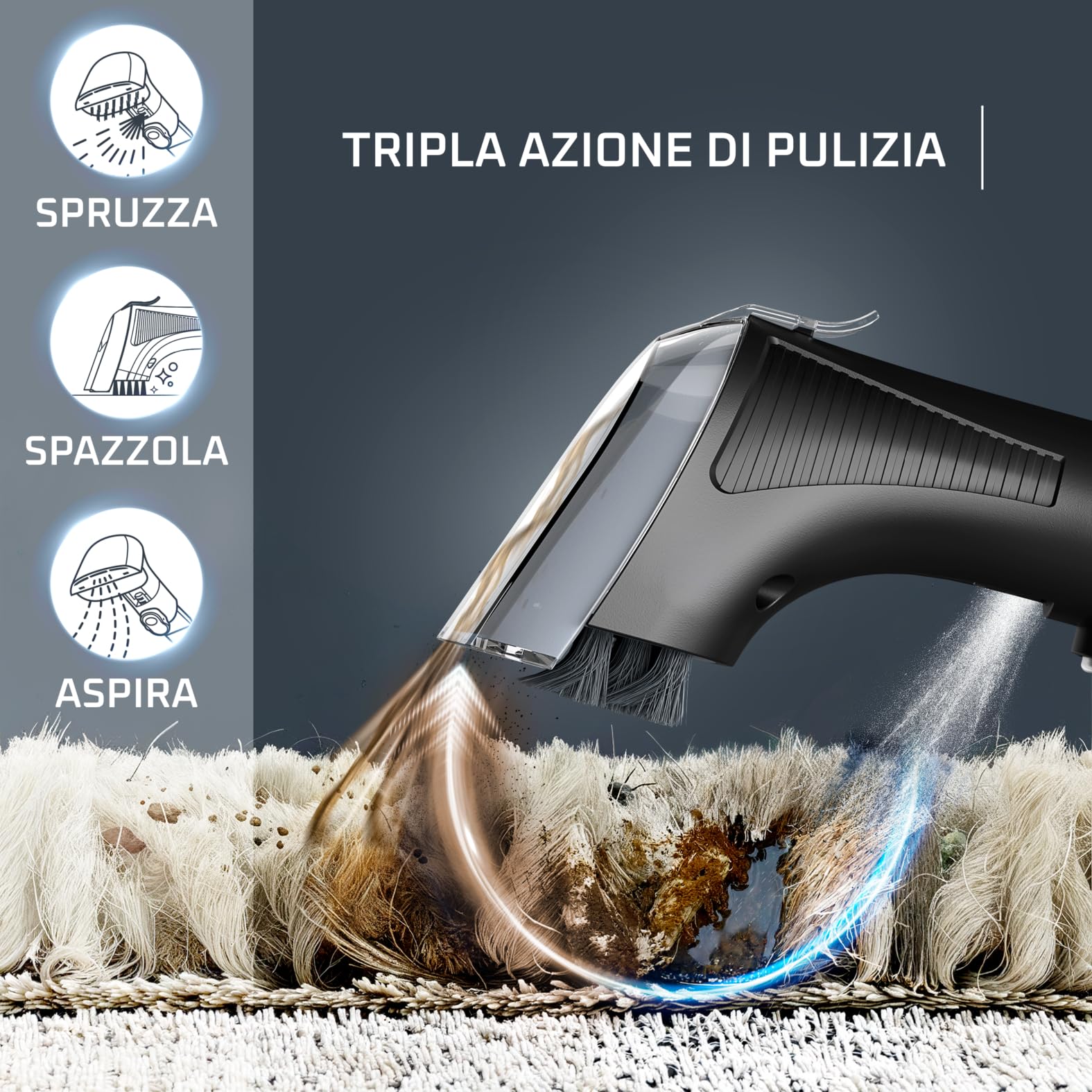 Rowenta Clean It Hot & Cold, Smacchiatore 3 in 1 con Tecnologia PowerHeat, per Pulizia a Caldo e Freddo di Tappeti, Divani e Auto, Colore Copper Tinto, 1150W, IN7021