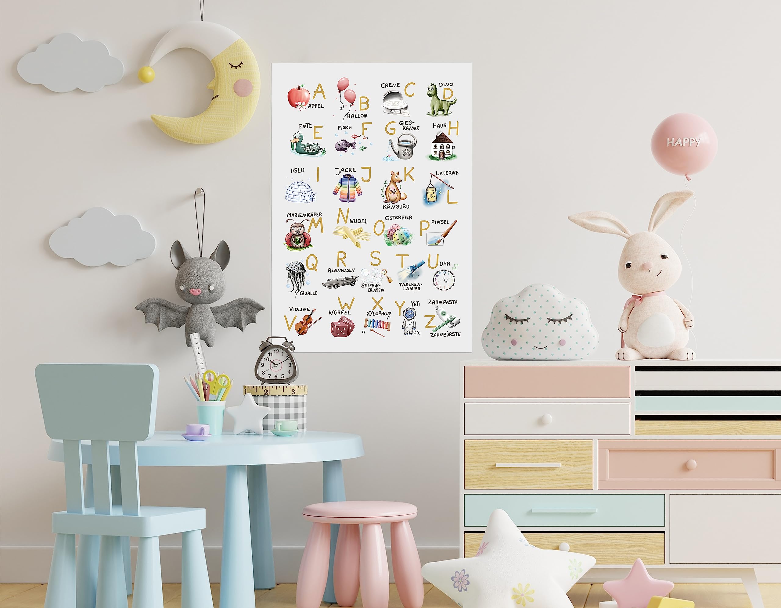 Grafische muurposter Laten we het alfabet leren Letters met afbeeldingen Leermateriaal voor kleuters Engels Geweldig visueel hulpmiddel - Nederland Grafische muurposter Laten we het alfabet leren Letters met afbeeldingen Leermateriaal voor kleuters Engels Geweldig visueel hulpmiddel - Nederland