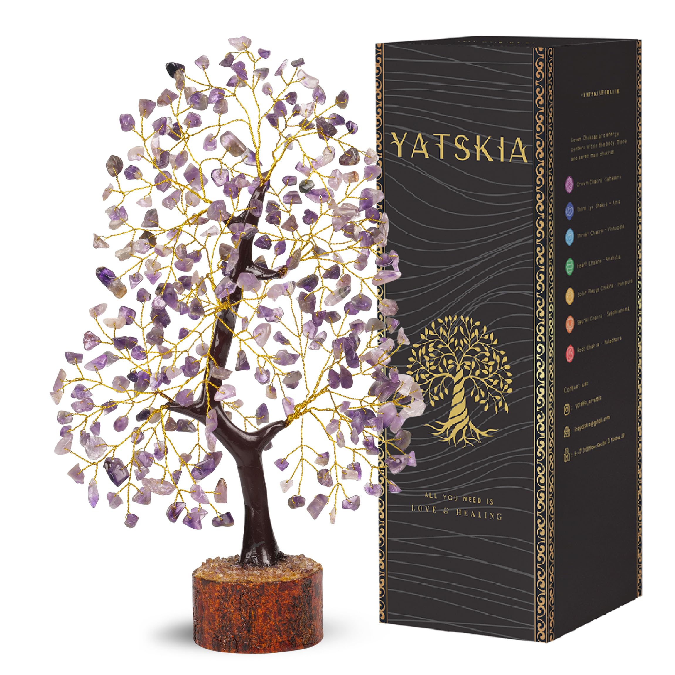 Yatskia Amethyst Crystal Tree of Life, Gem Stones And Crystals, Crystals Gifts For Women, Gem Tree Desk Decor, Hippie Room Decor, Birthday Gifts For Women