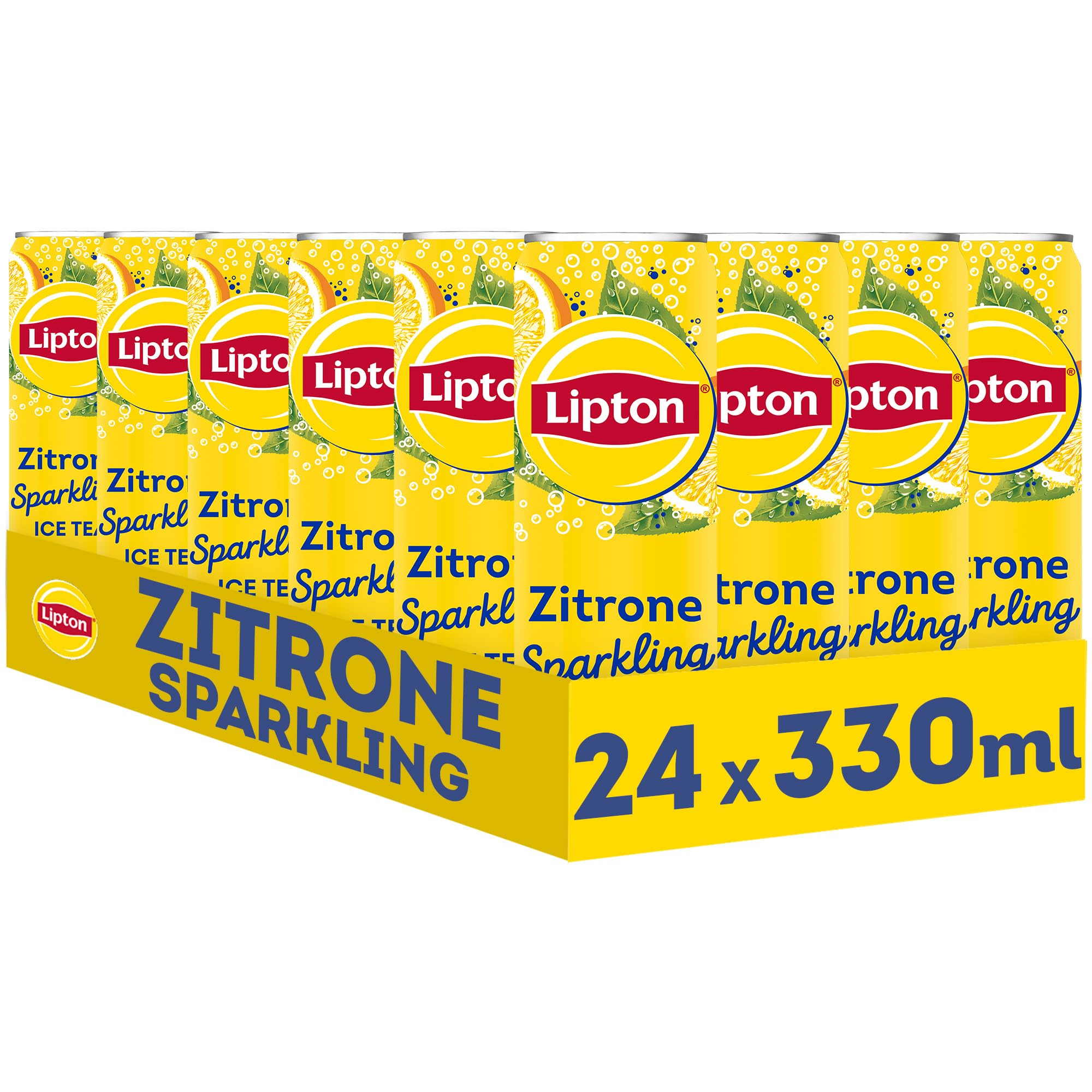 LIPTON ICE TEA Sparkling Lemon, Eistee mit Kohlensäure und Zitronen Geschmack, EINWEG Dose (24 x 0.33 l) (Verpackungsdesign kann abweichen)