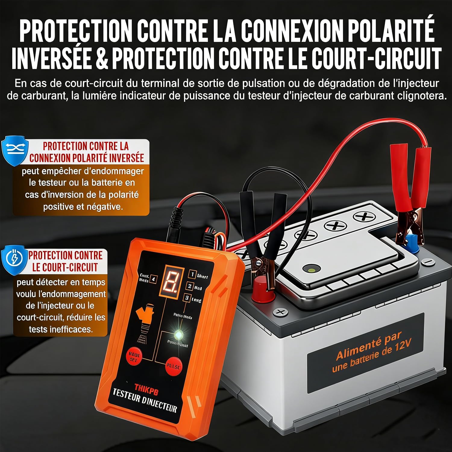 Tester dysz wtryskowych, zestaw do czyszczenia wtryskiwacza z 4 adapterami, 12 V, zestaw do czyszczenia wtryskiwacza paliwa z 4 adapterami i 4 przewodami testowymi i 8 trybami impulsowymi Beley