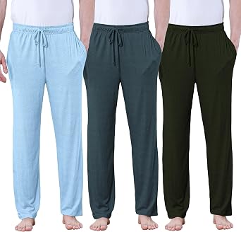 DITOK Mens Lightweight Pajama Pants Soft Lounge Sleep Joggers Adjustable Drawstring & Pockets All-Season Sleepwear